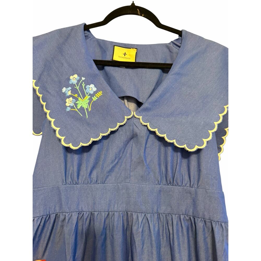 Tuckernuck Chambray Blue Embroidered Maxi Dress - Size XS - Picture 5 of 14
